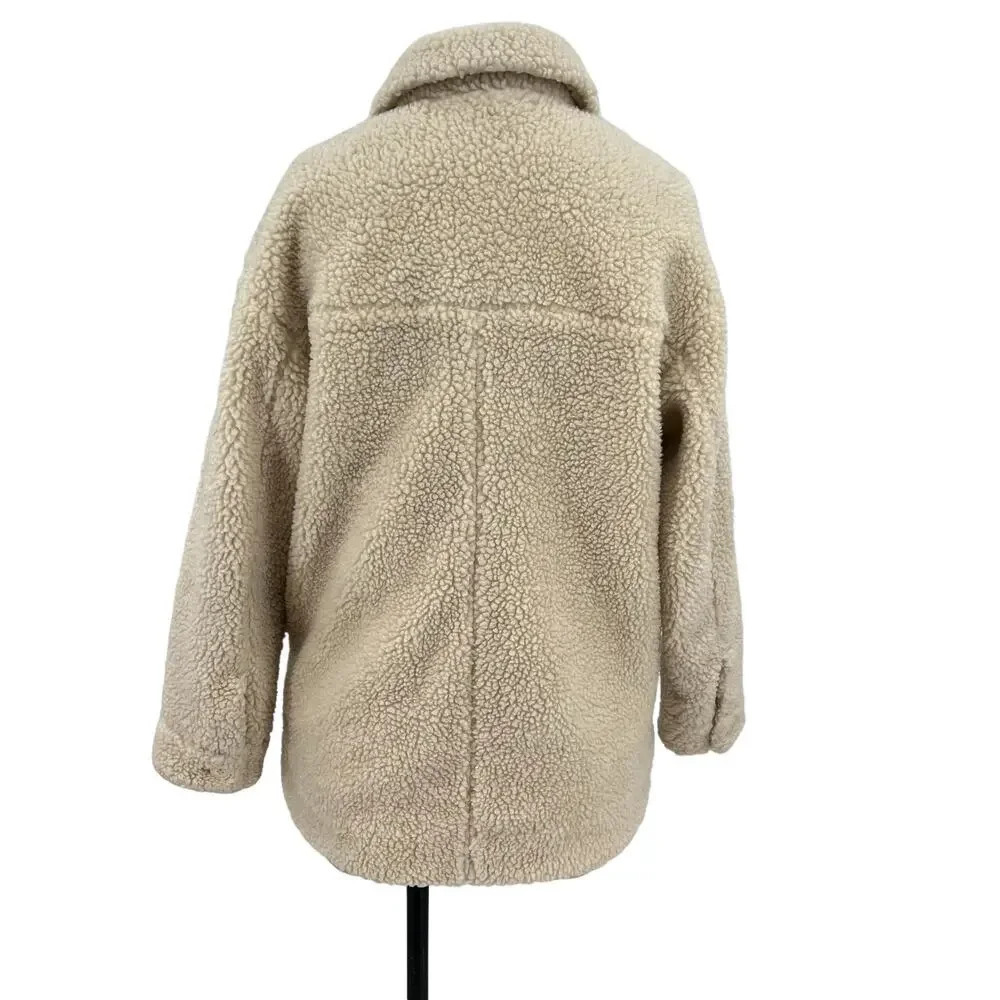 Madewell Sherpa Walton Shirt-Jacket Cream Ivory‎ Button Down Size XS - Picture 7 of 10